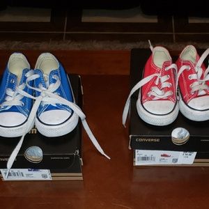 Red and blue converse toddler boy shoes